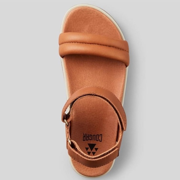 Cougar Nolo Sandals Cognac Brown Tan Leather Flatform Strappy Sawtooth Size 10 - Picture 10 of 13